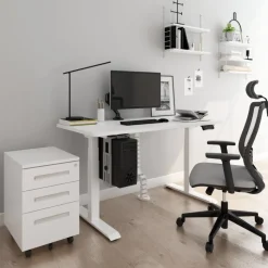 euroseats Zit-sta Zit-sta-bureau Rechthoekig Naturel Eiken T-Voet 1.800 (B) x 800 (D) x 1.275 (H) mm Metaal