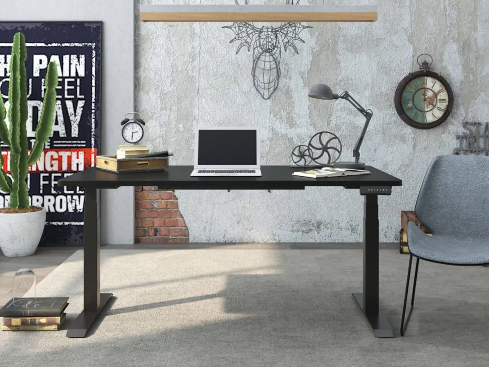 euroseats Zit-sta Zit-sta-bureau Rechthoekig Naturel Eiken T-Voet 1.800 (B) x 800 (D) x 1.275 (H) mm Metaal