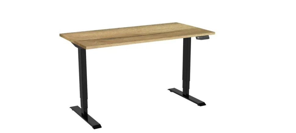 euroseats Zit-sta Zit-sta-bureau Rechthoekig Naturel Eiken T-Voet 1.800 (B) x 800 (D) x 1.275 (H) mm Metaal
