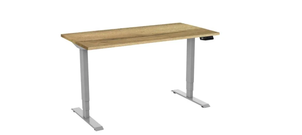euroseats Zit-sta Zit-sta-bureau Rechthoekig Naturel Eiken T-Voet 1.800 (B) x 800 (D) x 1.275 (H) mm Metaal