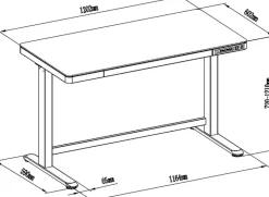 euroseats Zit-sta-bureau Rechthoekig Eiken C-Voet 1 Lade 1.202 (B) x 602 (D) x 1.210 (H) mm Metaal
