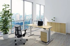 euroseats Zit-sta-bureau Rechthoekig Robson Eiken T-Voet 1.600 (B) x 800 (D) x 1.275 (H) mm Metaal