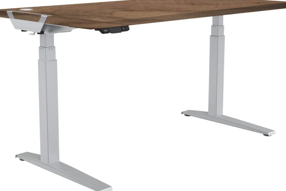 Fellowes Levado Elektrisch Hoogteverstelbaar Zit-sta-bureau Rechthoekig Walnoot T-Voet 1.829 (B) x 698 (D) x 1.257 (H) mm Gemelamineerde spaanplaat, PVC (Polyvinylchloride), Staal