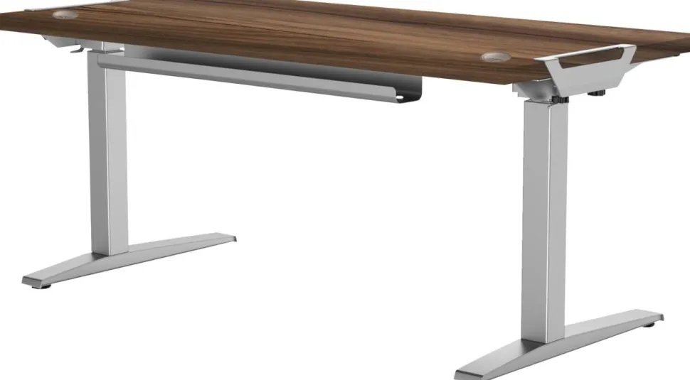 Fellowes Levado Elektrisch Hoogteverstelbaar Zit-sta-bureau Rechthoekig Walnoot T-Voet 1.829 (B) x 698 (D) x 1.257 (H) mm Gemelamineerde spaanplaat, PVC (Polyvinylchloride), Staal