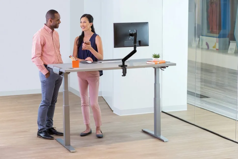Fellowes Levado Elektrisch Hoogteverstelbaar Zit-sta-bureau Rechthoekig T-Voet 1.829 (B) x 698 (D) x 1.257 (H) mm Gemelamineerde spaanplaat, PVC (Polyvinylchloride), Staal
