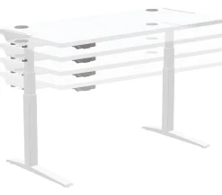 Fellowes Levado Elektrisch Hoogteverstelbaar Zit-sta-bureau Rechthoekig Wit T-Voet 1.829 (B) x 698 (D) x 1.257 (H) mm MDF (Medium-density fibreboard), PVC (Polyvinylchloride), Staal