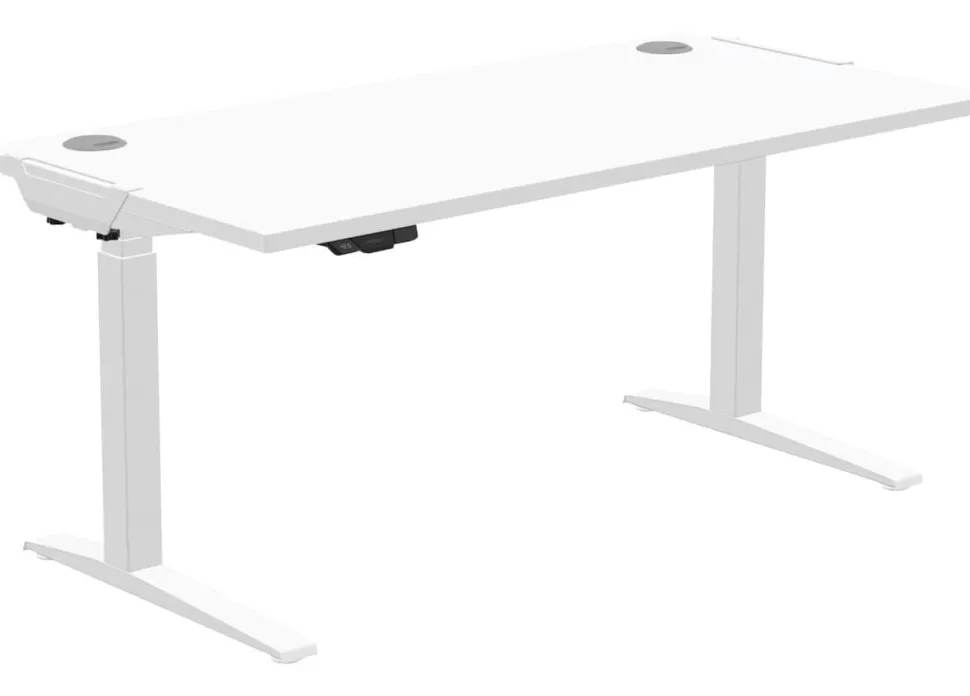 Fellowes Levado Elektrisch Hoogteverstelbaar Zit-sta-bureau Rechthoekig Wit T-Voet 1.829 (B) x 698 (D) x 1.257 (H) mm MDF (Medium-density fibreboard), PVC (Polyvinylchloride), Staal