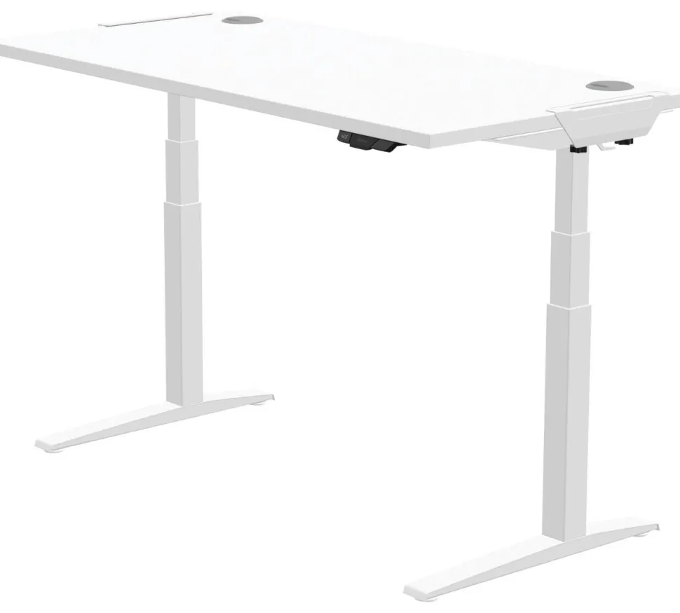 Fellowes Levado Elektrisch Hoogteverstelbaar Zit-sta-bureau Rechthoekig Wit T-Voet 1.829 (B) x 698 (D) x 1.257 (H) mm MDF (Medium-density fibreboard), PVC (Polyvinylchloride), Staal