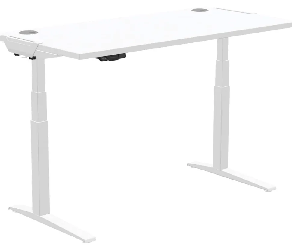 Fellowes Levado Elektrisch Hoogteverstelbaar Zit-sta-bureau Rechthoekig Wit T-Voet 1.829 (B) x 698 (D) x 1.257 (H) mm MDF (Medium-density fibreboard), PVC (Polyvinylchloride), Staal