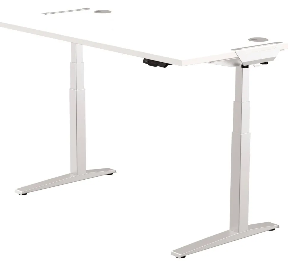 Fellowes Levado Elektrisch Hoogteverstelbaar Zit-sta-bureau Rechthoekig Wit T-Voet 1.829 (B) x 698 (D) x 1.257 (H) mm MDF (Medium-density fibreboard), PVC (Polyvinylchloride), Staal
