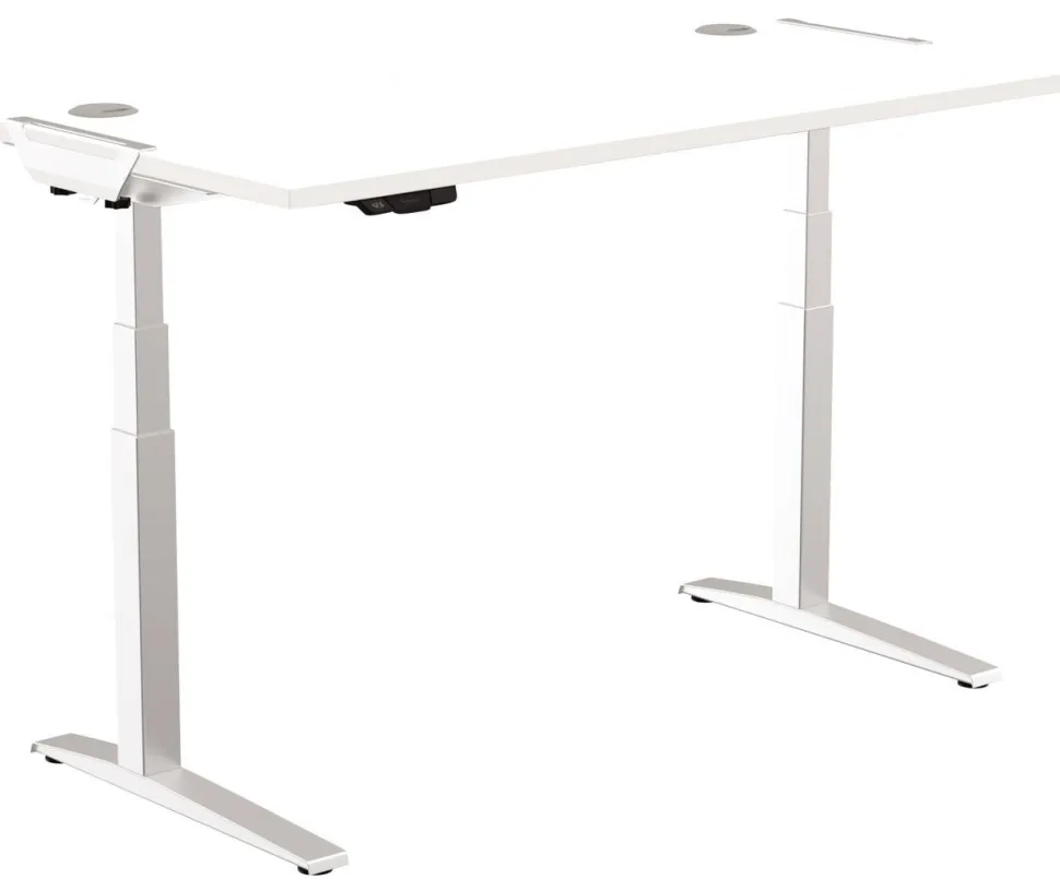 Fellowes Levado Elektrisch Hoogteverstelbaar Zit-sta-bureau Rechthoekig Wit T-Voet 1.829 (B) x 698 (D) x 1.257 (H) mm MDF (Medium-density fibreboard), PVC (Polyvinylchloride), Staal