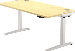 Fellowes Levado Elektrisch Hoogteverstelbaar Zit-sta-bureau Rechthoekig Ahorn T-Voet 1.829 (B) x 698 (D) x 1.257 (H) mm MDF (Medium-density fibreboard), PVC (Polyvinylchloride), Staal