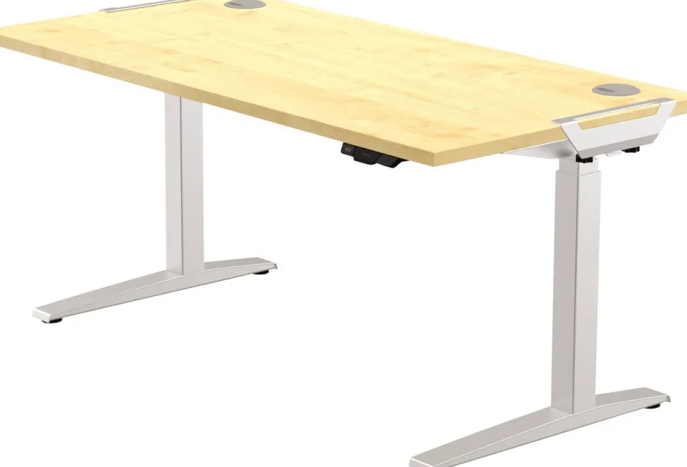 Fellowes Levado Elektrisch Hoogteverstelbaar Zit-sta-bureau Rechthoekig Ahorn T-Voet 1.829 (B) x 698 (D) x 1.257 (H) mm MDF (Medium-density fibreboard), PVC (Polyvinylchloride), Staal