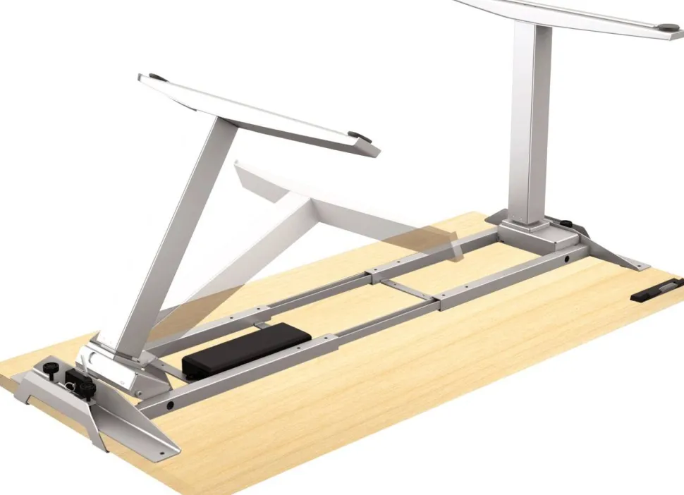 Fellowes Levado Elektrisch Hoogteverstelbaar Zit-sta-bureau Rechthoekig Ahorn T-Voet 1.829 (B) x 698 (D) x 1.257 (H) mm MDF (Medium-density fibreboard), PVC (Polyvinylchloride), Staal