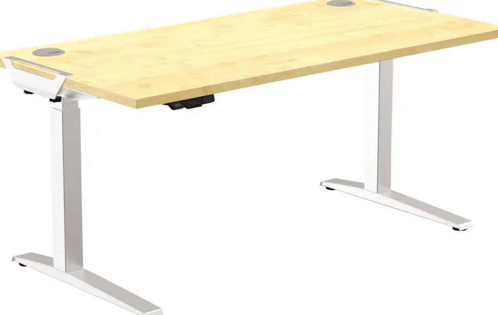 Fellowes Levado Elektrisch Hoogteverstelbaar Zit-sta-bureau Rechthoekig Ahorn T-Voet 1.829 (B) x 698 (D) x 1.257 (H) mm MDF (Medium-density fibreboard), PVC (Polyvinylchloride), Staal
