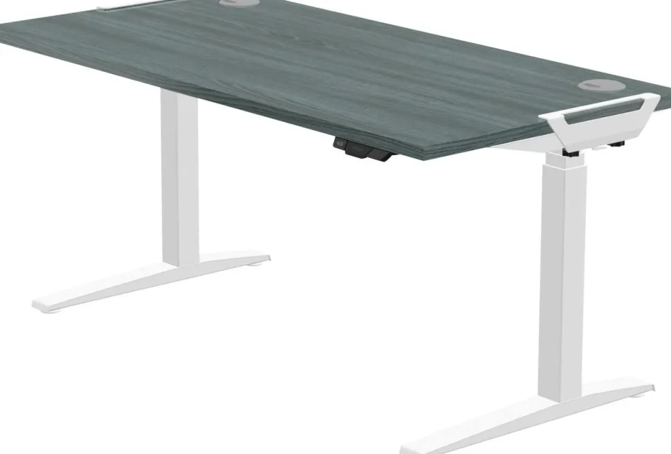 Fellowes Levado Zit-sta-bureau Rechthoekig Eiken T-Voet 1.829 (B) x 698 (D) x 1.257 (H) mm MDF (Medium-density fibreboard), PVC (Polyvinylchloride), Staal