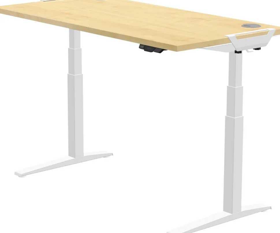 Fellowes Levado Zit-sta-bureau Rechthoekig Ahorn T-Voet 1.829 (B) x 698 (D) x 1.257 (H) mm MDF (Medium-density fibreboard), PVC (Polyvinylchloride), Staal