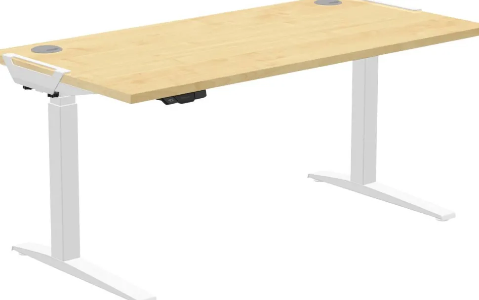 Fellowes Levado Zit-sta-bureau Rechthoekig Ahorn T-Voet 1.829 (B) x 698 (D) x 1.257 (H) mm MDF (Medium-density fibreboard), PVC (Polyvinylchloride), Staal