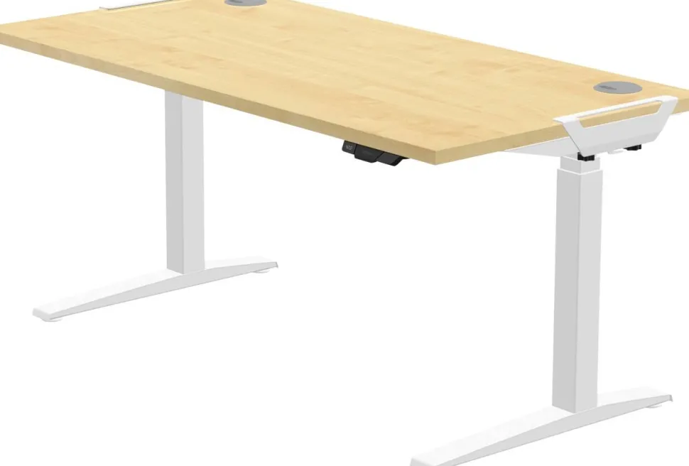 Fellowes Levado Zit-sta-bureau Rechthoekig Ahorn T-Voet 1.829 (B) x 698 (D) x 1.257 (H) mm MDF (Medium-density fibreboard), PVC (Polyvinylchloride), Staal