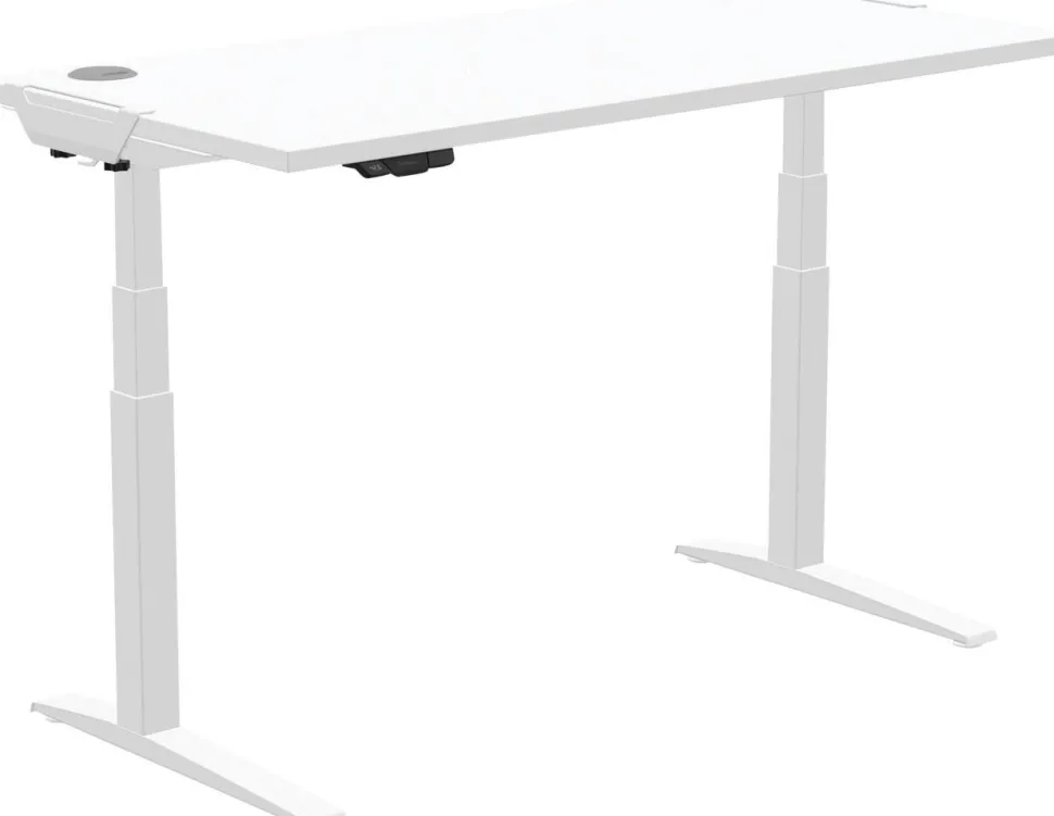 Fellowes Levado Zit-sta-bureau Rechthoekig Wit T-Voet 1.829 (B) x 698 (D) x 1.257 (H) mm MDF (Medium-density fibreboard), PVC (Polyvinylchloride), Staal