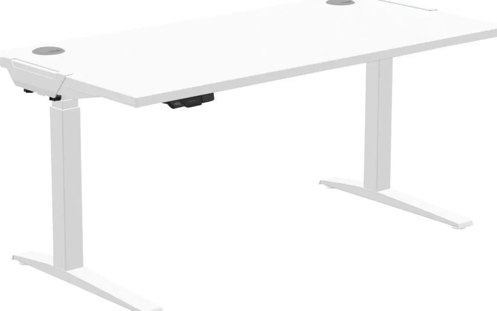 Fellowes Levado Zit-sta-bureau Rechthoekig Wit T-Voet 1.829 (B) x 698 (D) x 1.257 (H) mm MDF (Medium-density fibreboard), PVC (Polyvinylchloride), Staal