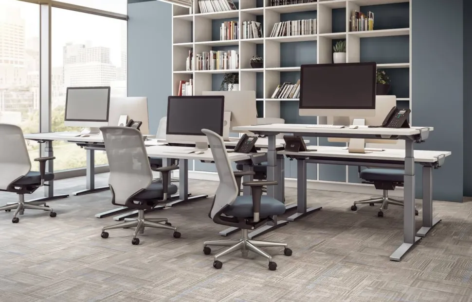 Fellowes Levado Zit-sta-bureau Rechthoekig Wit T-Voet 1.829 (B) x 698 (D) x 1.257 (H) mm MDF (Medium-density fibreboard), PVC (Polyvinylchloride), Staal
