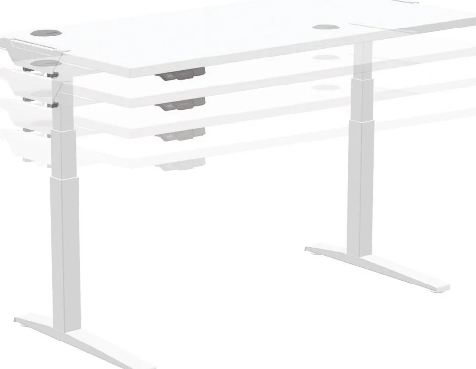 Fellowes Levado Zit-sta-bureau Rechthoekig Wit T-Voet 1.829 (B) x 698 (D) x 1.257 (H) mm MDF (Medium-density fibreboard), PVC (Polyvinylchloride), Staal