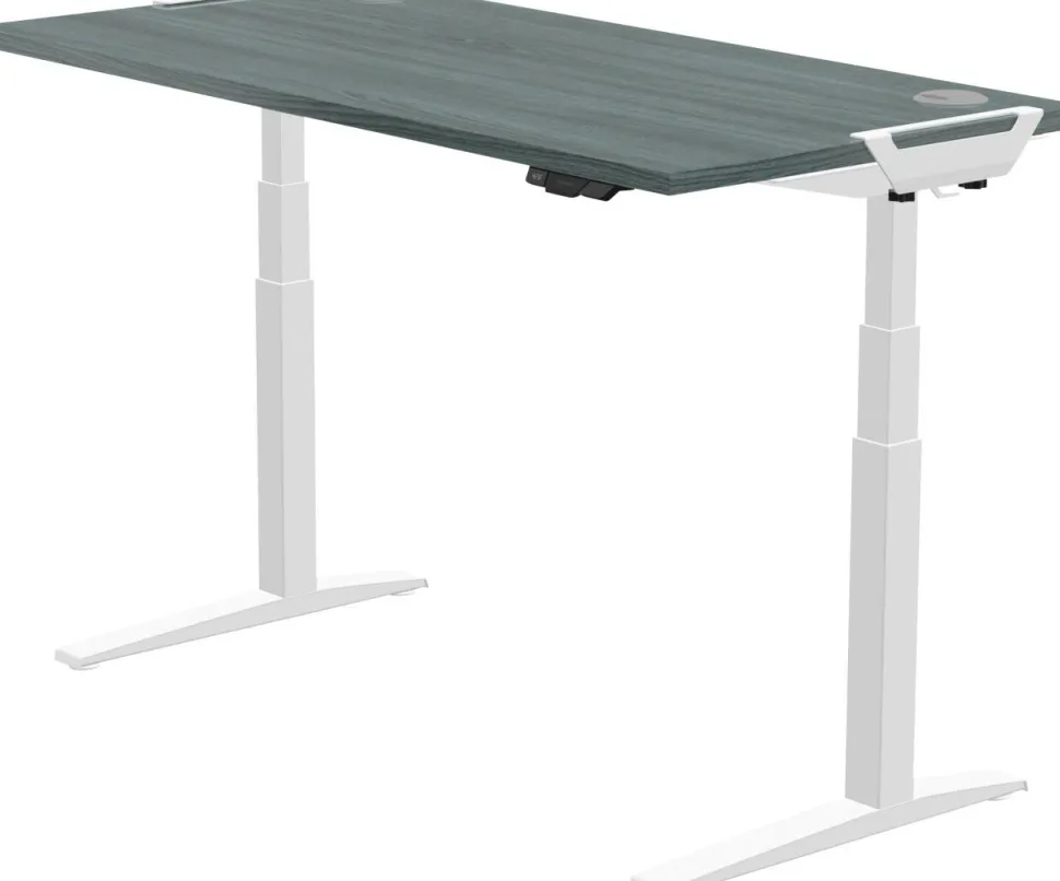 Fellowes Levado Zit-sta-bureau Rechthoekig Eiken T-Voet 1.829 (B) x 698 (D) x 1.257 (H) mm MDF (Medium-density fibreboard), PVC (Polyvinylchloride), Staal