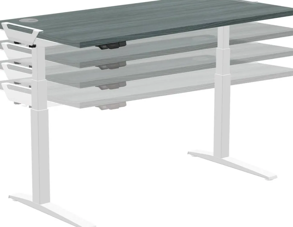 Fellowes Levado Zit-sta-bureau Rechthoekig Eiken T-Voet 1.829 (B) x 698 (D) x 1.257 (H) mm MDF (Medium-density fibreboard), PVC (Polyvinylchloride), Staal