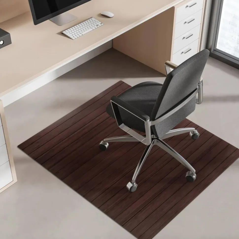 FLOORDIREKT PRO Stoelmat Bamboe, vilt Donkerbruin 90 x 120 cm