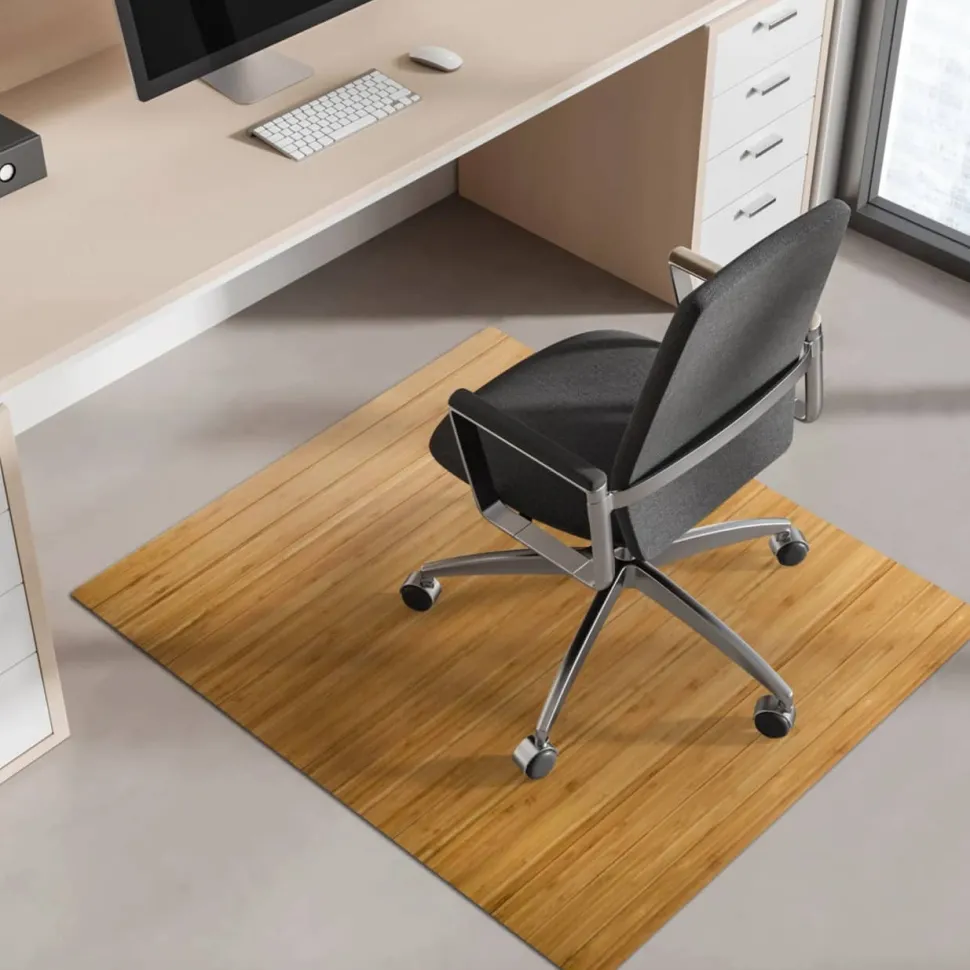 FLOORDIREKT PRO Stoelmat Bamboe, vilt Bruin 90 x 120 cm