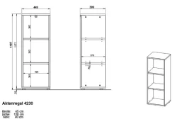Germania boekenkast 4230-564 bruin, donkergrijs, eiken 450 mm (B) X 400 mm (D) X 1200 mm (H)