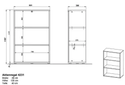 Germania boekenkast 4231-547 grafiet 800 mm (B) X 400 mm (D) X 1200 mm (H)