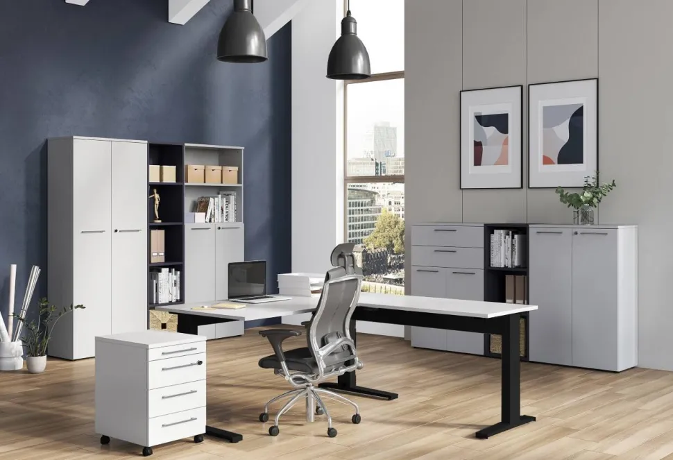 Germania bureau-uitbreiding 4241-581 lichtgrijs, zwart 1130 mm (B) X 600 mm (D) X 870 mm (H)