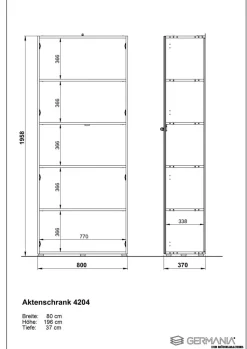 GERMANIA Gemelamineerde spaanplaat Draaideurkast Afsluitbaar 800 x 370 x 1.970 mm Wit