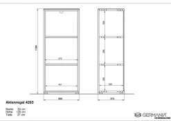 GERMANIA Gemelamineerde spaanplaat Boekenkast 2 Planken 500 x 370 x 1.200 mm Wit