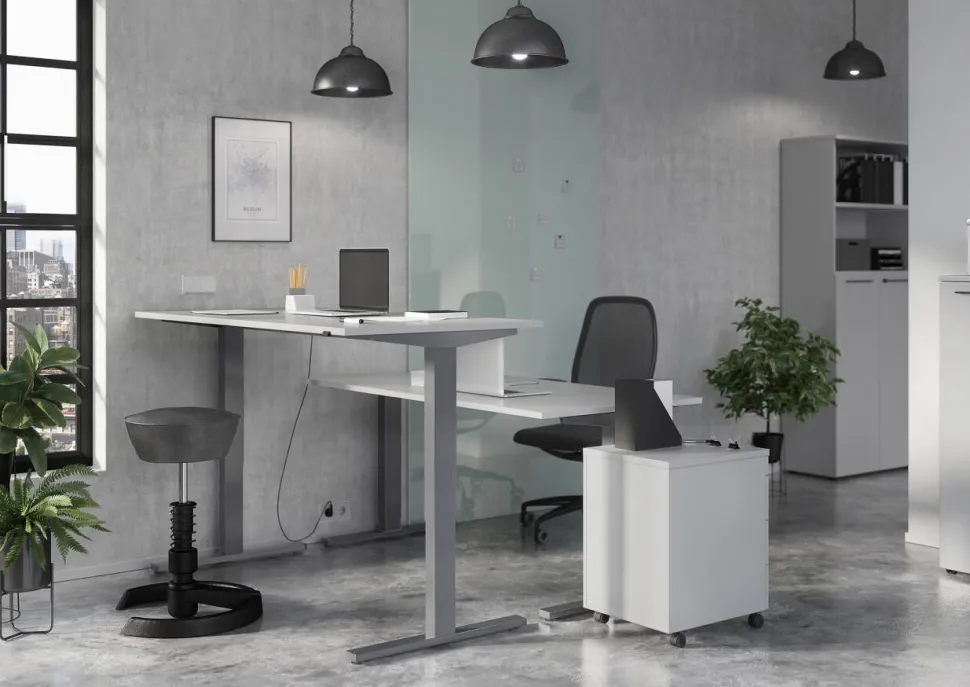 GERMANIA GW-Agenda Elektrisch Hoogteverstelbaar Zit-sta-bureau Rechthoekig Melamine T-Voet 1.800 x 800 mm