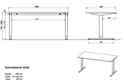 GERMANIA GW-Agenda Elektrisch Hoogteverstelbaar Zit-sta-bureau Rechthoekig Melamine T-Voet 1.600 x 800 mm