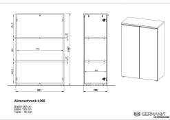 GERMANIA GW-Mailand Archiefkast Spaanplaat 2 Planken 810 x 400 x 1.200 mm Grafiet