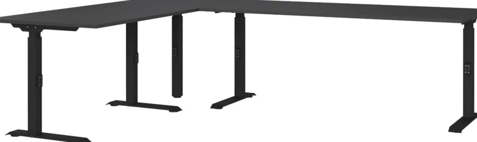 GERMANIA GW-Mailand Hoogteverstelbaar Hoekbureau Grafiet C-Voet 2,600 (B) x 2,000 (D) x 910 (H) mm Spaanplaat, metaal