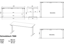 GERMANIA GW-Mailand Hoogteverstelbaar Zit-sta-bureau Beige T-Voet 1,800 (B) x 800 (D) x 1,200 (H) mm Spaanplaat, metaal