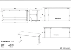 GERMANIA GW-Mailand Hoogteverstelbaar Bureau Bruin Eiken C-Voet 1,800 (B) x 800 (D) x 910 (H) mm Spaanplaat, metaal