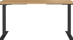 GERMANIA GW-Mailand Hoogteverstelbaar Zit-sta-bureau Bruin Eiken T-Voet 1,400 (B) x 800 (D) x 1,200 (H) mm Spaanplaat, metaal