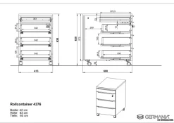 GERMANIA GW-Mailand Mobiel ladeblok Grafiet 4 Lades 420 x 600 x 630 mm
