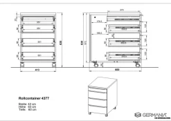 GERMANIA GW-Mailand Mobiel ladeblok 4 Lades 420 x 600 x 630 mm