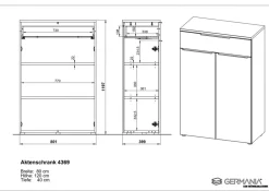 GERMANIA GW-Mailand Spaanplaat Archiefkast 810 x 400 x 1.200 mm Grafiet