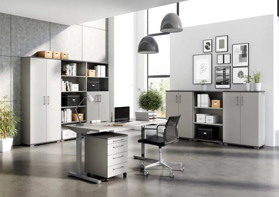 GERMANIA GW-Profi 2.0 ABS (Acrylonitril-butadieen-styreen), Melamine, Spaanplaat Archiefkast Niet afsluitbaar 800 x 400 x 2.000 mm Lichtgrijs, donkergrijs