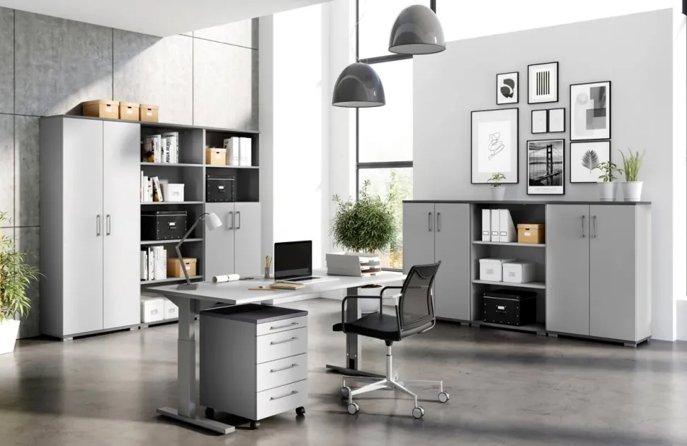 GERMANIA GW-Profi 2.0 ABS (Acrylonitril-butadieen-styreen), Melamine, Spaanplaat Archiefkast Niet afsluitbaar 800 x 400 x 2.000 mm Lichtgrijs, donkergrijs