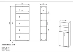 GERMANIA GW-Profi 2.0 ABS (Acrylonitril-butadieen-styreen), Melamine, Spaanplaat Archiefkast Niet afsluitbaar 800 x 400 x 2.000 mm Lichtgrijs, donkergrijs