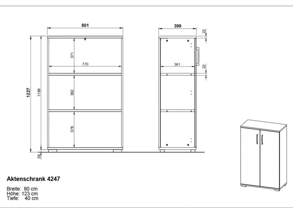 GERMANIA GW-Profi 2.0 archiefkast 4247-564 Bruin, donkergrijs Eiken 800 x 400 x 1.230 mm